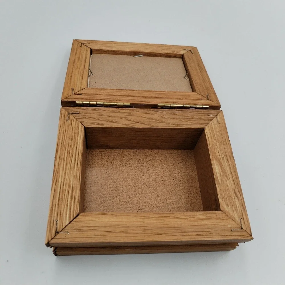 Vintage Oak Wood Angel Trinket Box Mimi Watching Over You Framed Lid Memory Gift